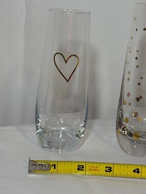 Elegant Gold Heart Stemless Champagne Flute Glass – Romantic Wedding Anniversary